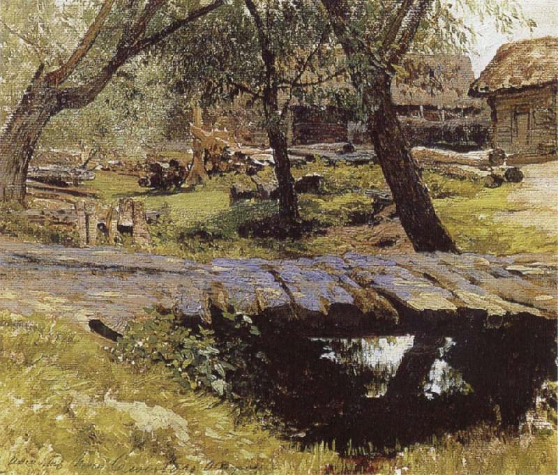Isaac Levitan Little Bridge,Village of Savinskaya,Study Germany oil painting art